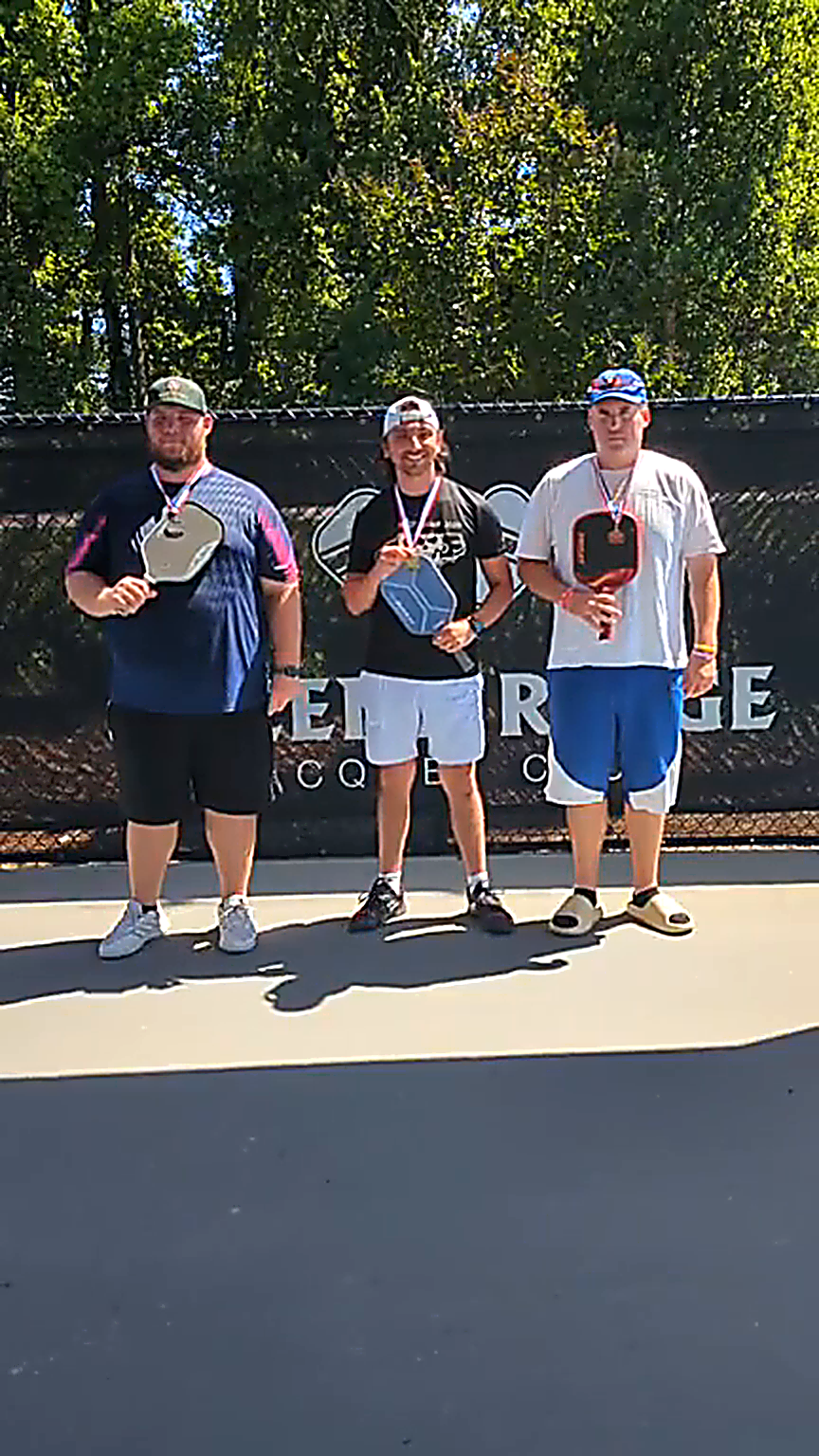 Men’s Singles 3.0-3.5 12-49 medal winners at Greene Ridge Pickleball Inaugural Open in Snow Hill North Carolina